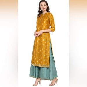 Elegant Gold and Teal Indian wedding guest dress